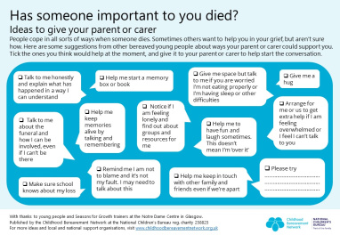 Grief support from a parent