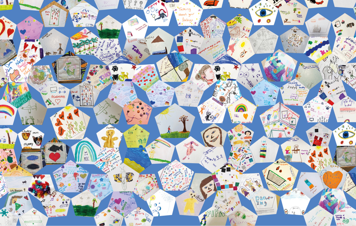 Mural of artwork created by bereaved children and young people